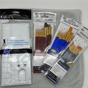 Royal Langnickel Painting Artist Lot 3 packs of Brushes & Cornell 17w Palette